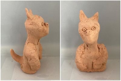 Petit chat modelé par un enfant